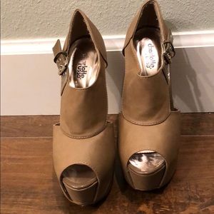 Charlotte Russe tan high semi boot heels
